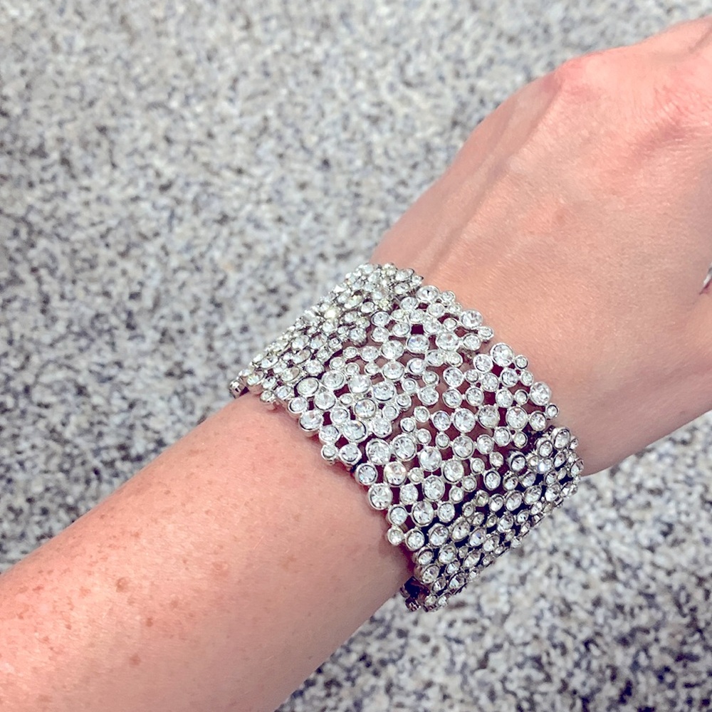 New Stretch Silver and Crystal Bracelet